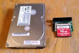 Photo of SCSI hard drive and IDE CF drive